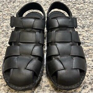 NEW Rockport Darwyn Sandals Men’s Size 12 Black Leather Fisherman Trutech